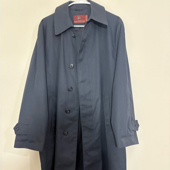 Nordstrom Poly Cotton Blend Top Coat Dress Jacket Dark Navy Blue Mens Size 40R - Picture 2 of 12